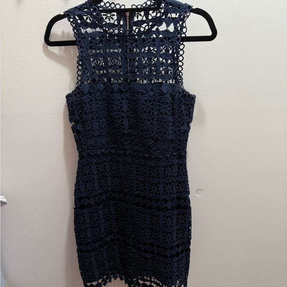 Lulu's Navy Crochet Mini Dress